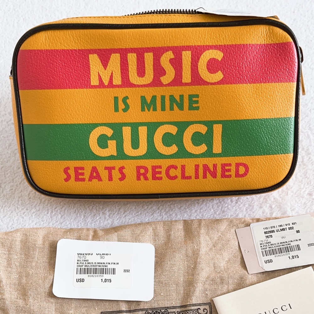 Authentic Gucci 100 Centennial music is mine yellow leather Waist bag belt bag - Picture 1 of 16